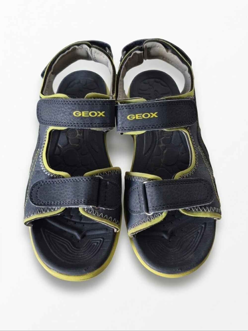 GEOX Kids Respira Athletic Sandals | Size US 3 (EU 34) | Black & Lime Green | GU